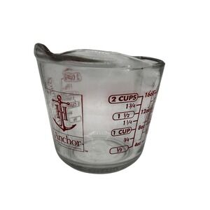 Anchor Hocking Vintage Glass Measuring Cup 2 Cup Kitchenware Red Markings